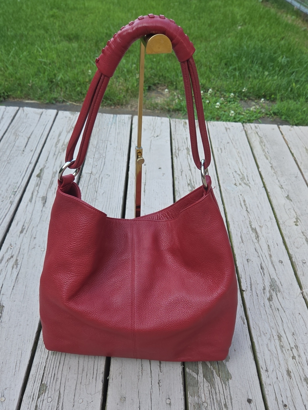 Vintage Y2k Express Red Leather Hobo Shoulderbag W/whipstitch $125 Retail EUC